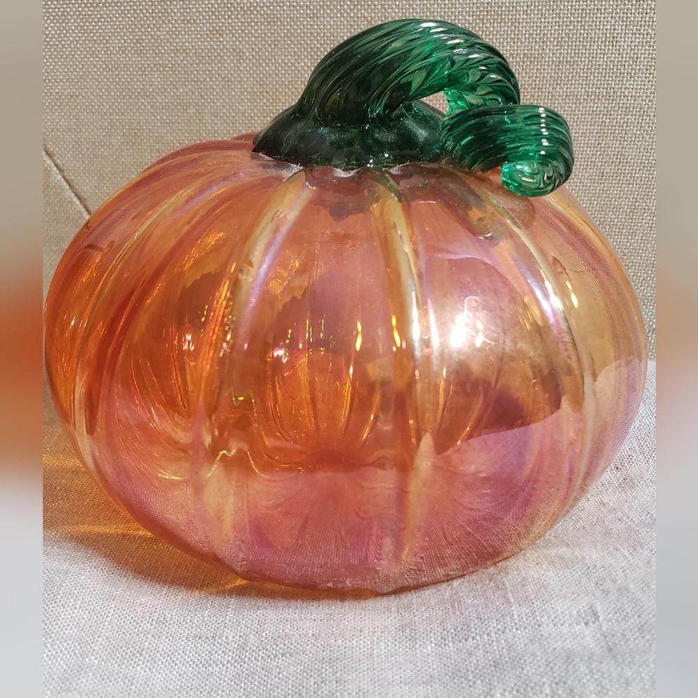 Vintage Hand Blown Glass Pumpkin 4x4